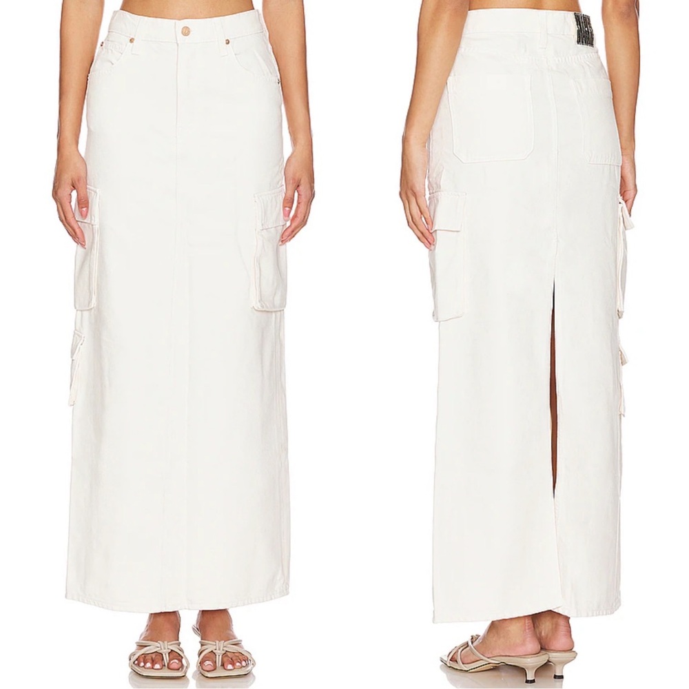 NEW NWT MOTHER SNACKS! The Fun Dip Cargo Skirt Maxi Skirt In Natural